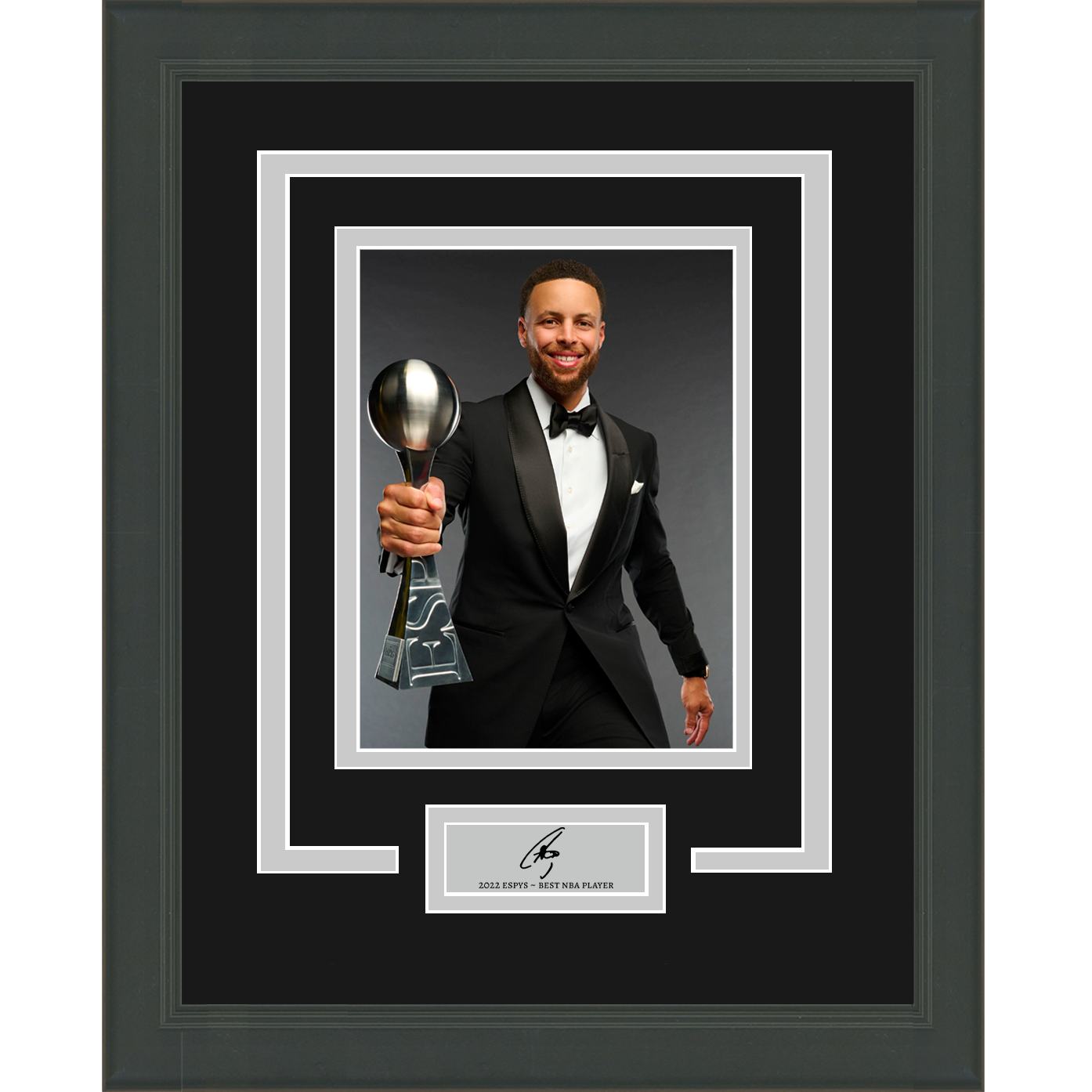 Framed Stephen Curry Facsimile Laser Engraved Signature Auto 11x14 ESPYS Photo