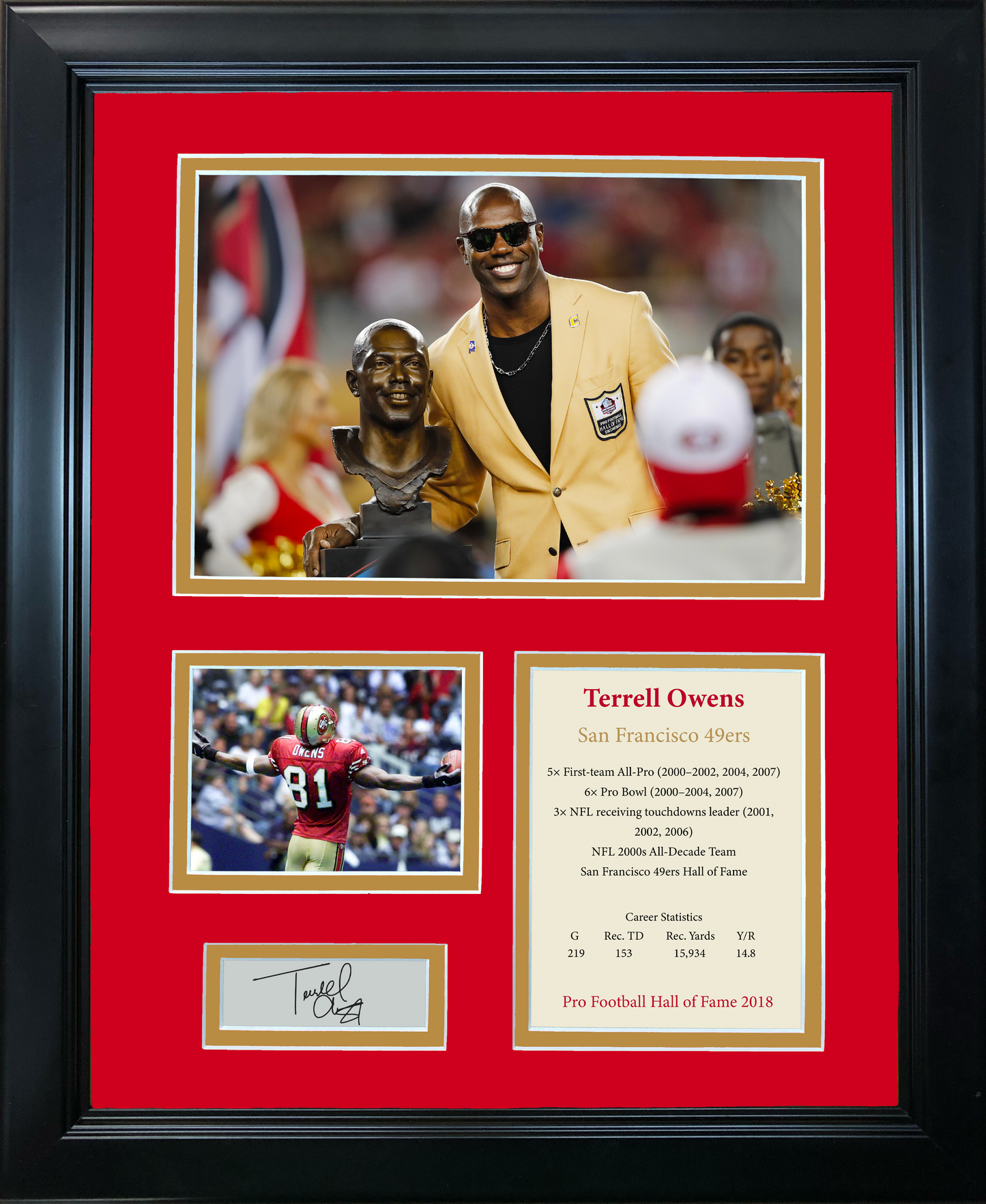 Framed Terrell Owens Hall of Fame Facsimile Laser Engraved Signature Auto San Francisco 49ers 11"x14" Football Photo Sig Collage