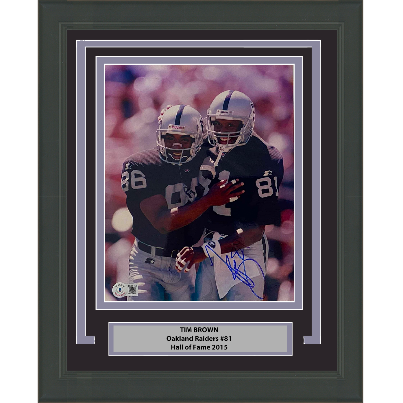 Framed Autographed/Signed Tim Brown 35x39 Las Vegas Oakland Raiders 8x10 Football Photo Beckett BAS COA #1