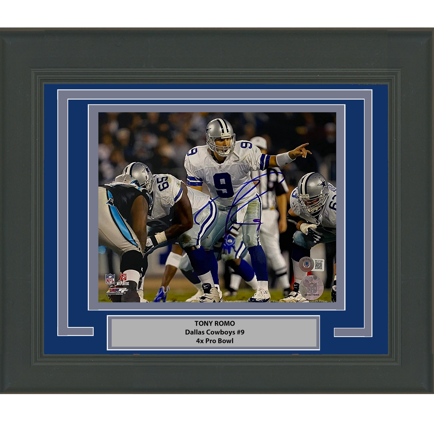 Framed Autographed/Signed Tony Romo Dallas Cowboys 8x10 Football Photo Beckett BAS COA #1