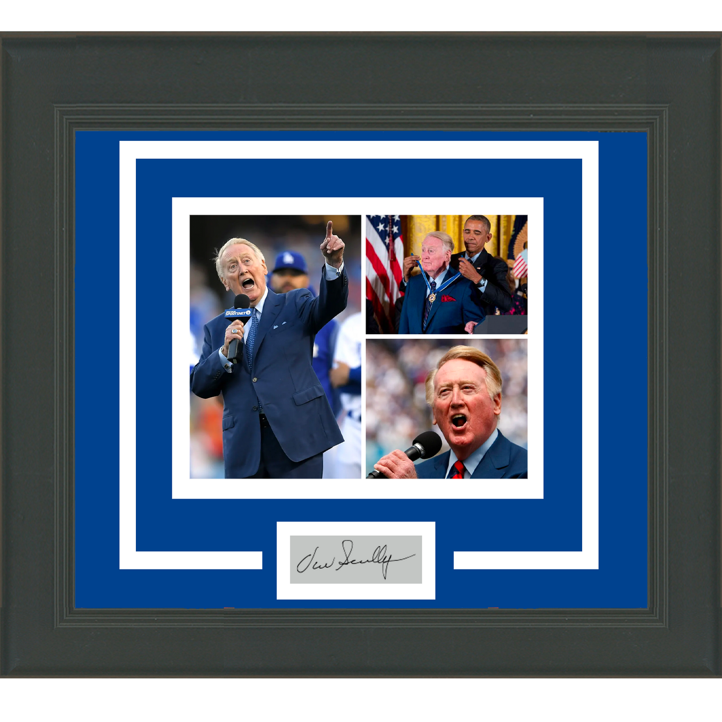 Framed Vin Scully Facsimile Laser Engraved Signature Auto Los Angeles Dodgers 11x14 Baseball Photo