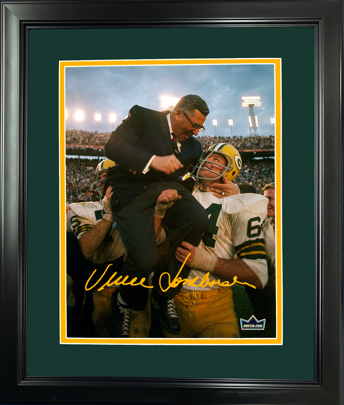 Framed Vince Lombardi Green Bay Packers Super Bowl II Facsimile Laser Engraved Signature Auto 11"x14" Football Photo HOFSM Holo