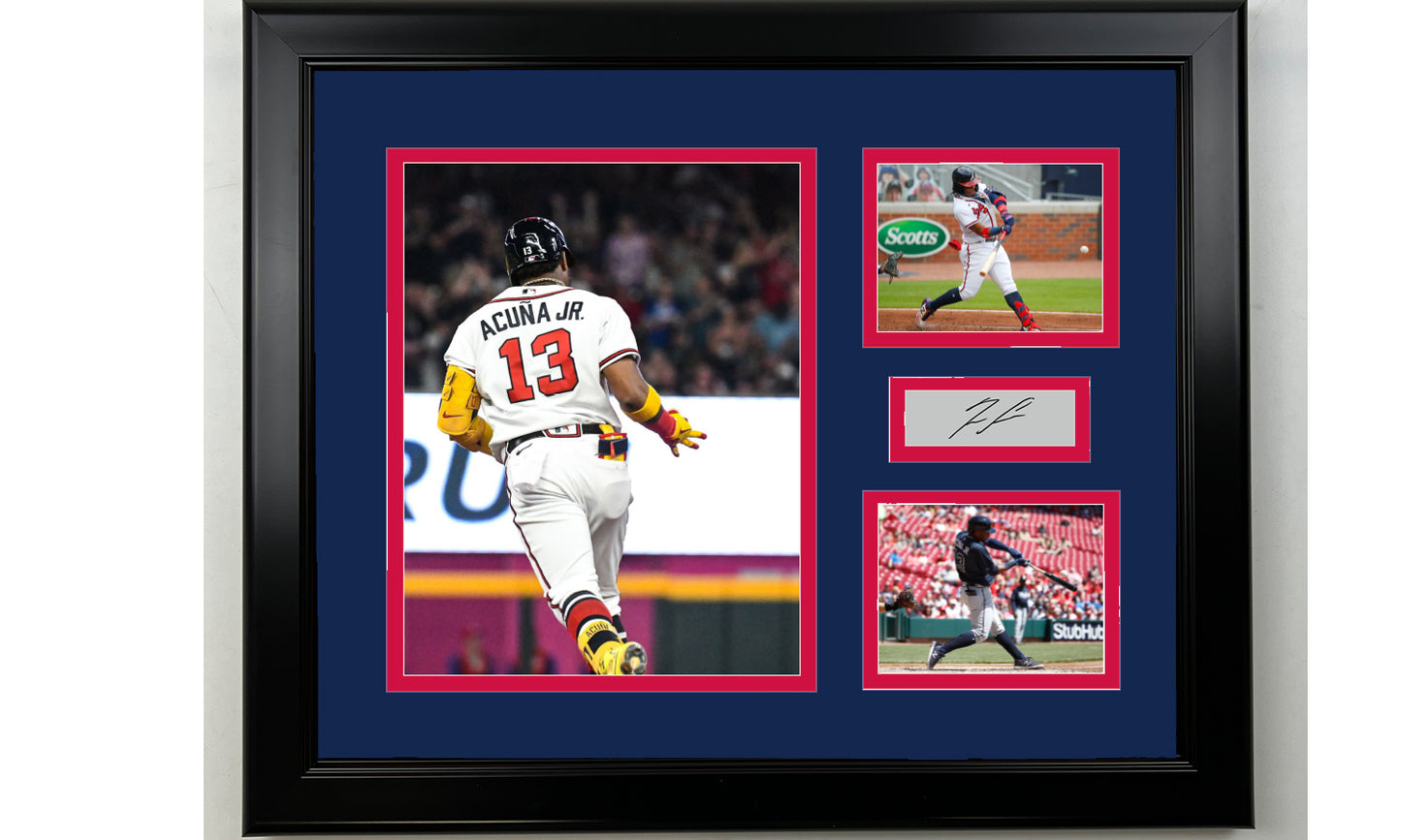 Framed Ronald Acuna Jr. Atlanta Braves Facsimile Laser Engraved Signature Baseball 14x11 3 Photo Collage