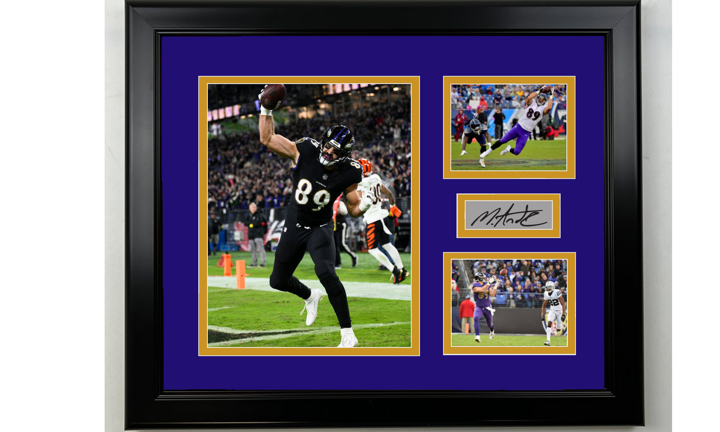 Framed Mark Andrews Baltimore Ravens Facsimile Laser Engraved Signature Football 14x11 3 Photo Collage