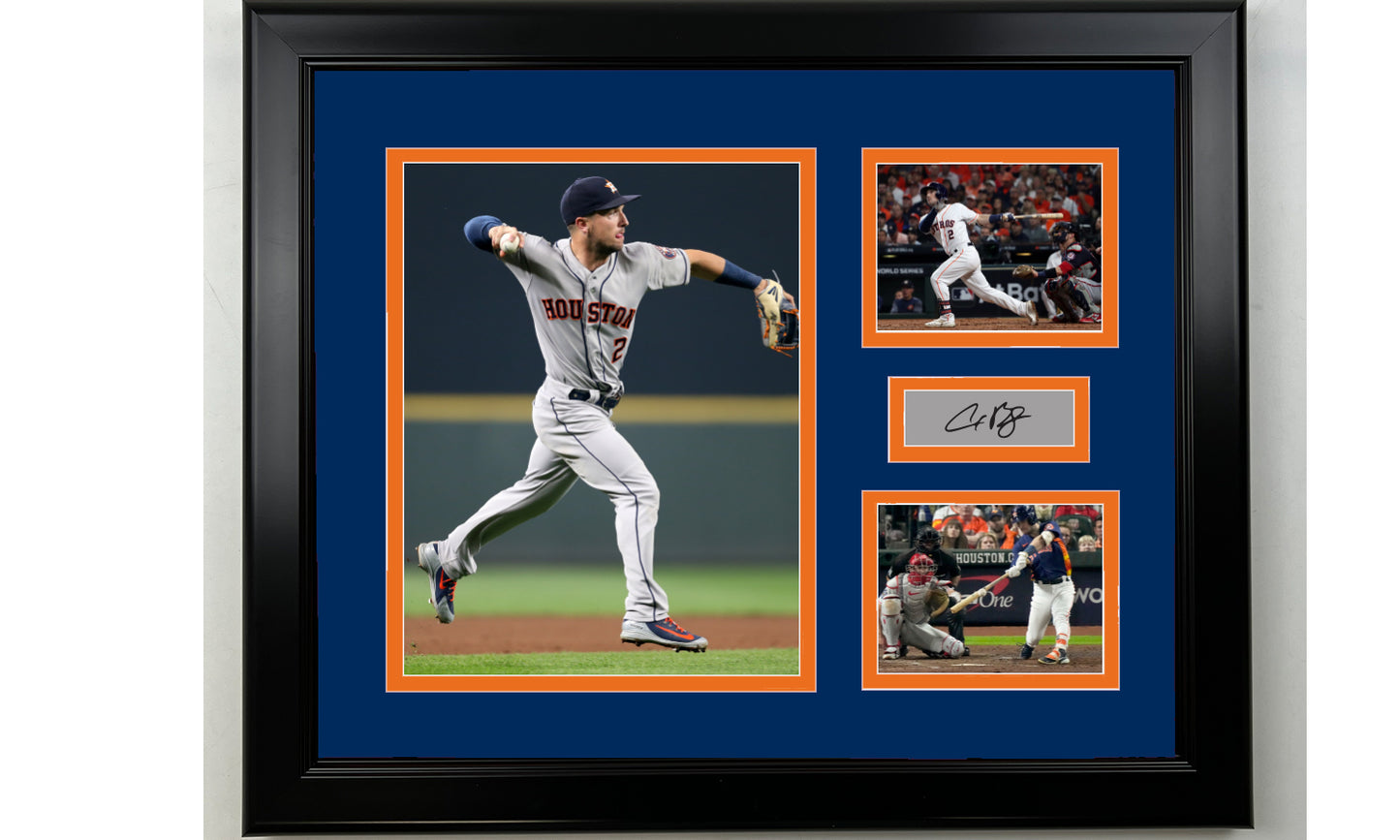 Framed Alex Bregman Houston Astros Facsimile Laser Engraved Signature Baseball 14x11 3 Photo Collage