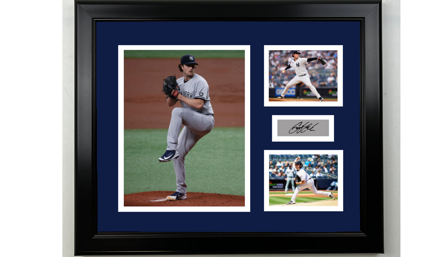 Framed Gerrit Cole New York Yankees Facsimile Laser Engraved Signature Baseball 14x11 3 Photo Collage