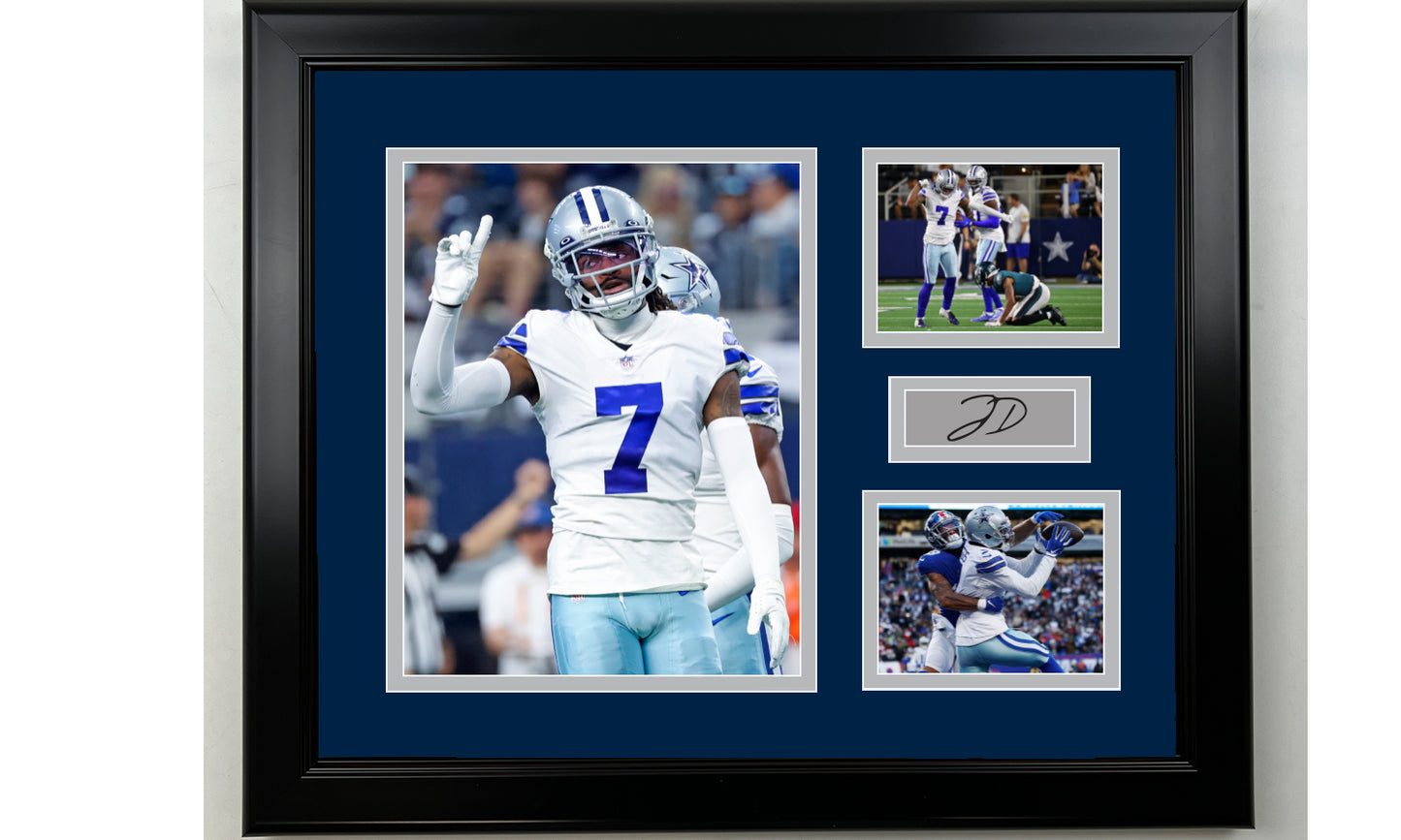 Framed Trevon Diggs Dallas Cowboys Facsimile Laser Engraved Signature Football 14x11 3 Photo Collage