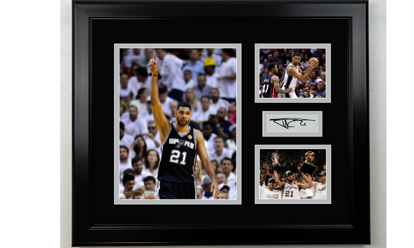 Framed Tim Duncan San Antonio Spurs Facsimile Laser Engraved Signature Basketball 14x11 3 Photo Collage