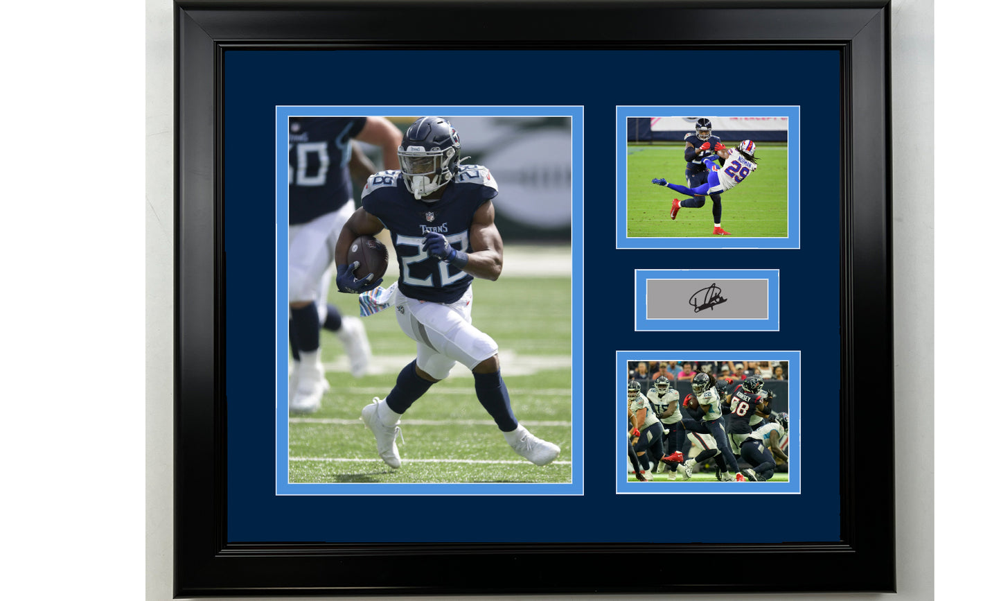 Framed Derrick Henry Tennessee Titans Facsimile Laser Engraved Signature Football 14x11 3 Photo Collage