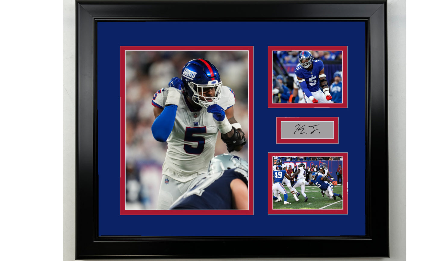 Framed Kayvon Thibodeaux New York Giants Facsimile Laser Engraved Signature Football 14x11 3 Photo Collage