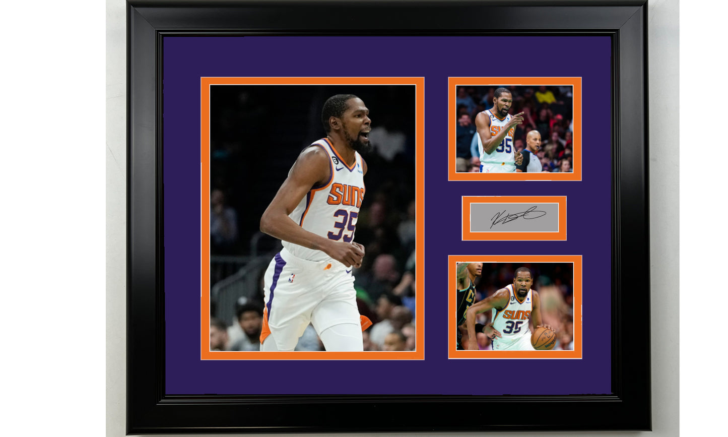 Framed Kevin Durant Phoenix Suns Facsimile Laser Engraved Signature Basketball 14x11 3 Photo Collage