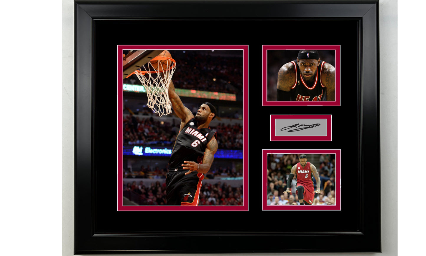 Framed LeBron James Miami Heat Facsimile Laser Engraved Signature Basketball 14x11 3 Photo Collage