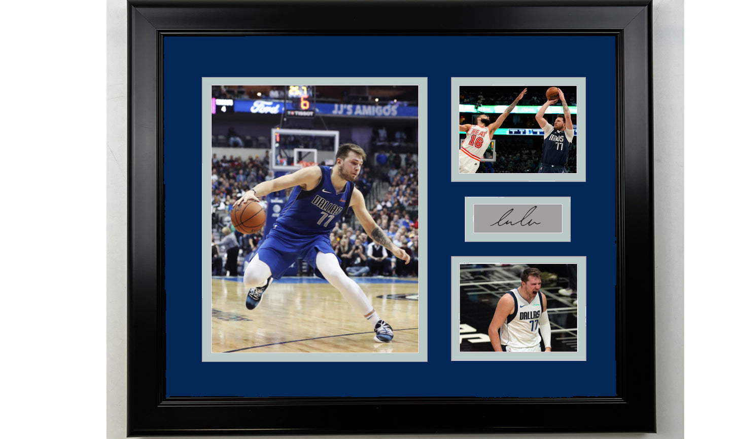Framed Luka Doncic Dallas Mavericks Facsimile Laser Engraved Signature Basketball 14x11 3 Photo Collage