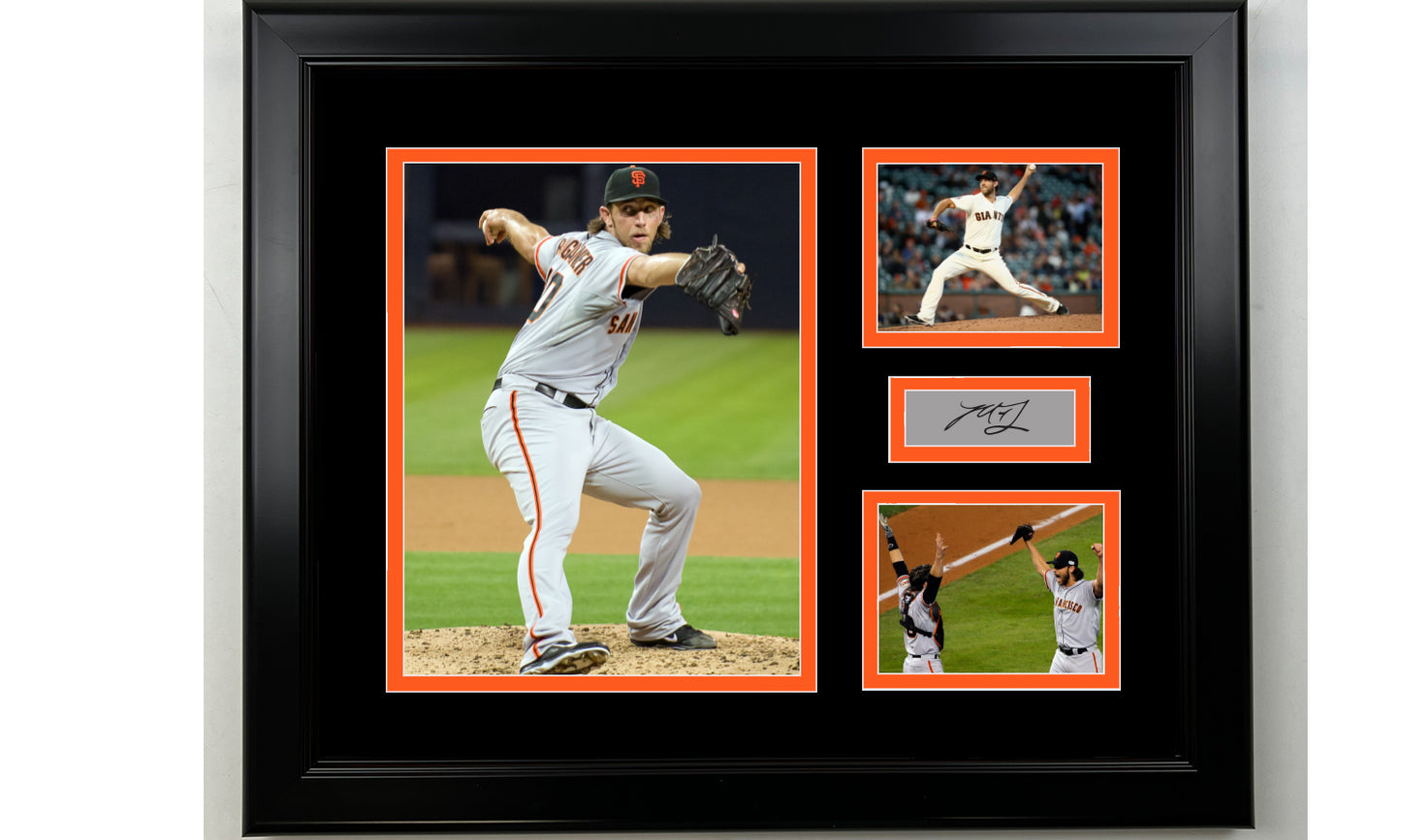 Framed Madison Bumgarner San Francisco Giants Facsimile Laser Engraved Signature Baseball 14x11 3 Photo Collage