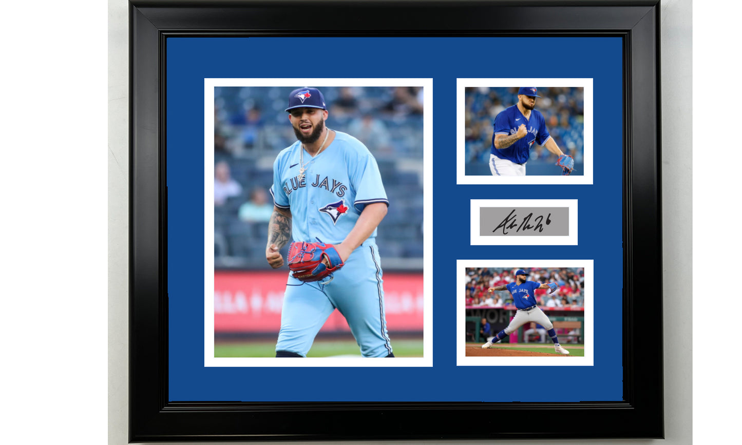 Framed Alek Manoah Toronto Blue Jays Facsimile Laser Engraved Signature Baseball 14x11 3 Photo Collage