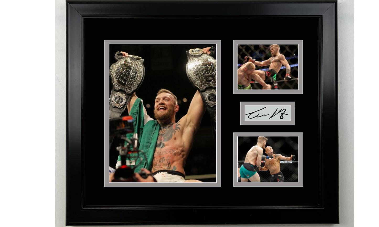 Framed Conor McGregor UFC Facsimile Laser Engraved Signature MMA 14x11 3 Photo Collage
