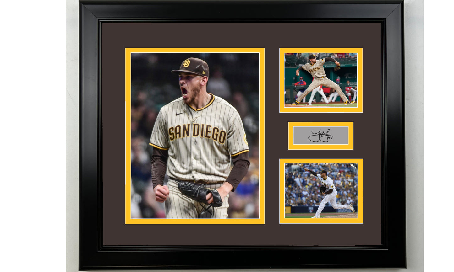 Framed Joe Musgrove San Diego Padres Facsimile Laser Engraved Signature Baseball 14x11 3 Photo Collage