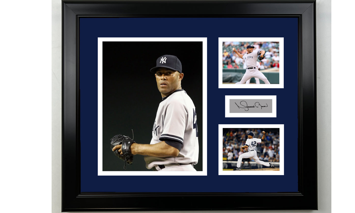 Framed Mariano Rivera New York Yankees Facsimile Laser Engraved Signature Baseball 14x11 3 Photo Collage
