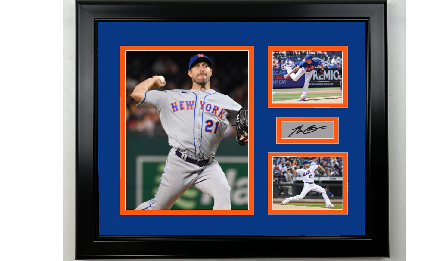 Framed Max Scherzer New York Mets Facsimile Laser Engraved Signature Baseball 14x11 3 Photo Collage