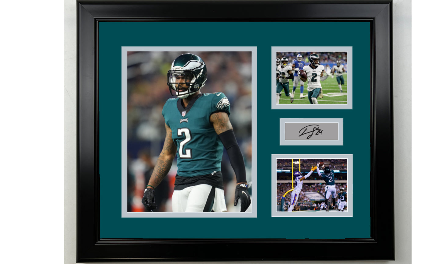 Framed Darius Slay Philadelphia Eagles Facsimile Laser Engraved Signature Football 14x11 3 Photo Collage