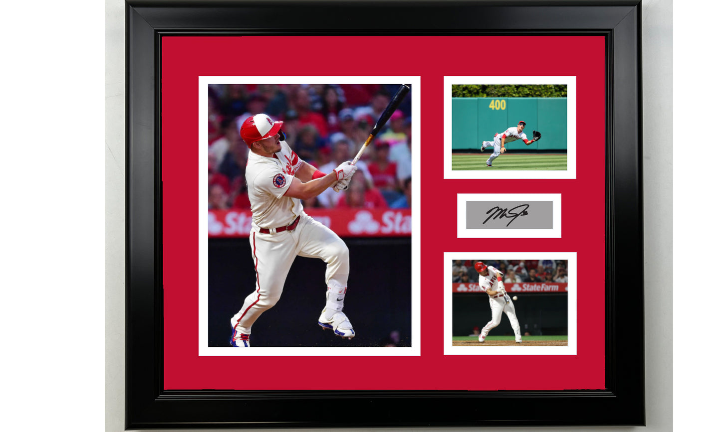 Framed Mike Trout Los Angeles Angels Facsimile Laser Engraved Signature Baseball 14x11 3 Photo Collage