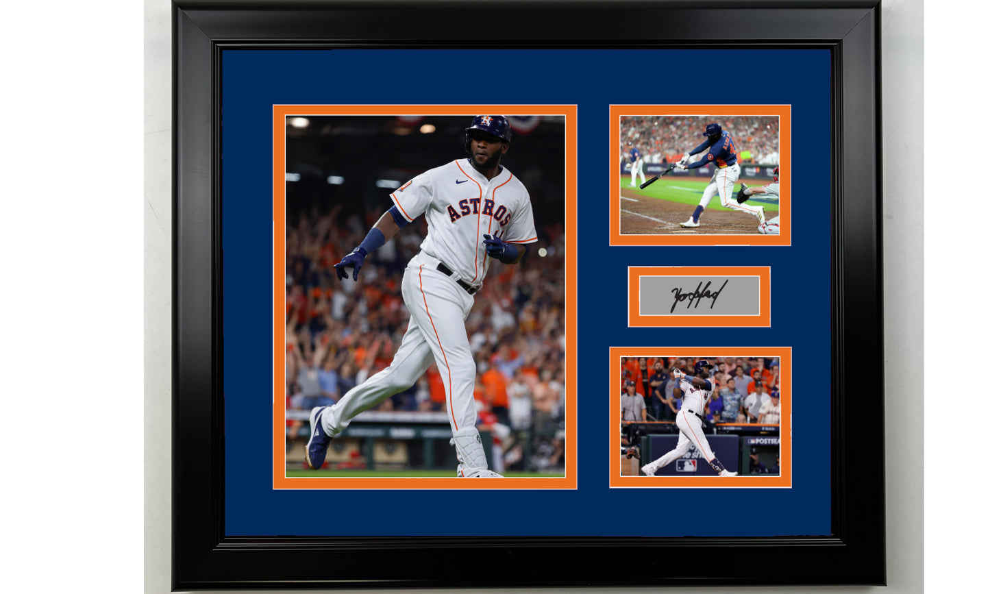 Framed Yordan Alvarez Houston Astros Facsimile Laser Engraved Signature Baseball 14x11 3 Photo Collage