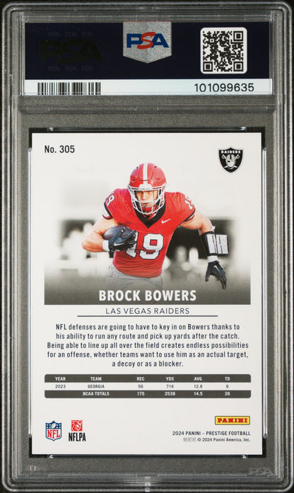 Graded 2024 Panini Prestige Brock Bowers #305 Rookie RC Football Card PSA 10 Gem Mint