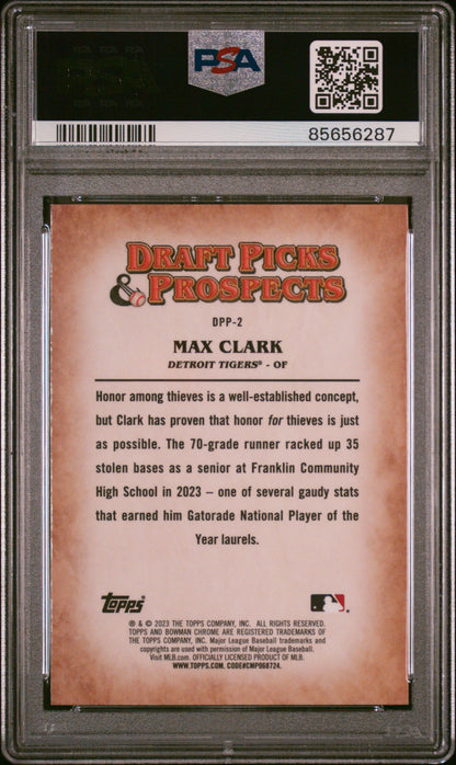 Graded 2023 Topps Bowman Draft Max Clark #DPP2 Draft Picks & Prospects Rookie RC Baseball Card PSA 10 Gem Mint