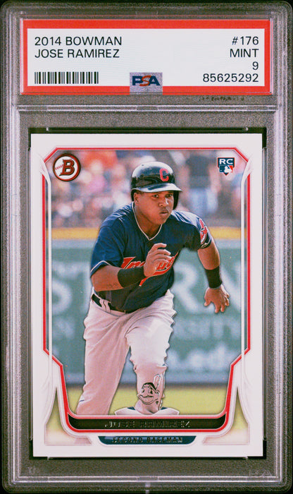 Graded 2014 Topps Bowman Jose Ramirez #176 Rookie RC Baseball Card PSA 9 Mint