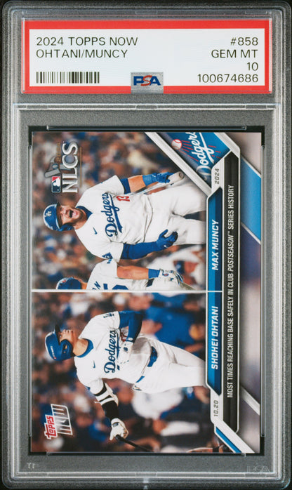 Graded 2024 Topps Now Shohei Ohtani Max Muncy #858 Baseball Card PSA 10 Gem Mint