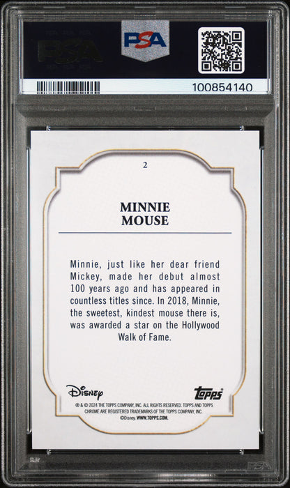 Graded 2024 Topps Chrome Disney Minnie Mouse #2 Trading Card PSA 10 Gem Mint