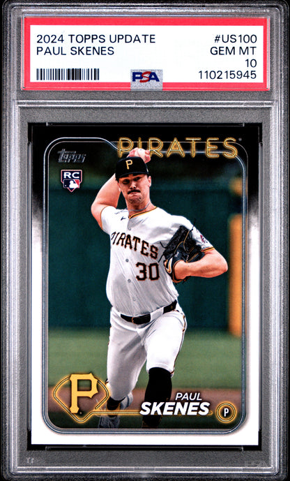 Graded 2024 Topps Update Paul Skenes #US100 Rookie RC Baseball Card PSA 10 Gem Mint