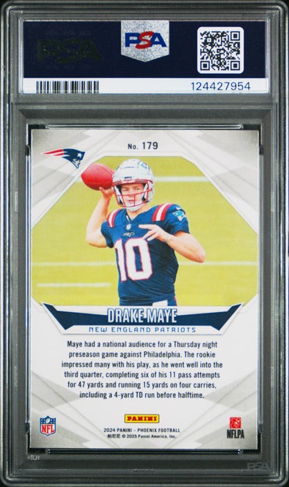 Graded 2024 Panini Phoenix Drake Maye #179 Rookie RC Football Card PSA 10 Gem Mint