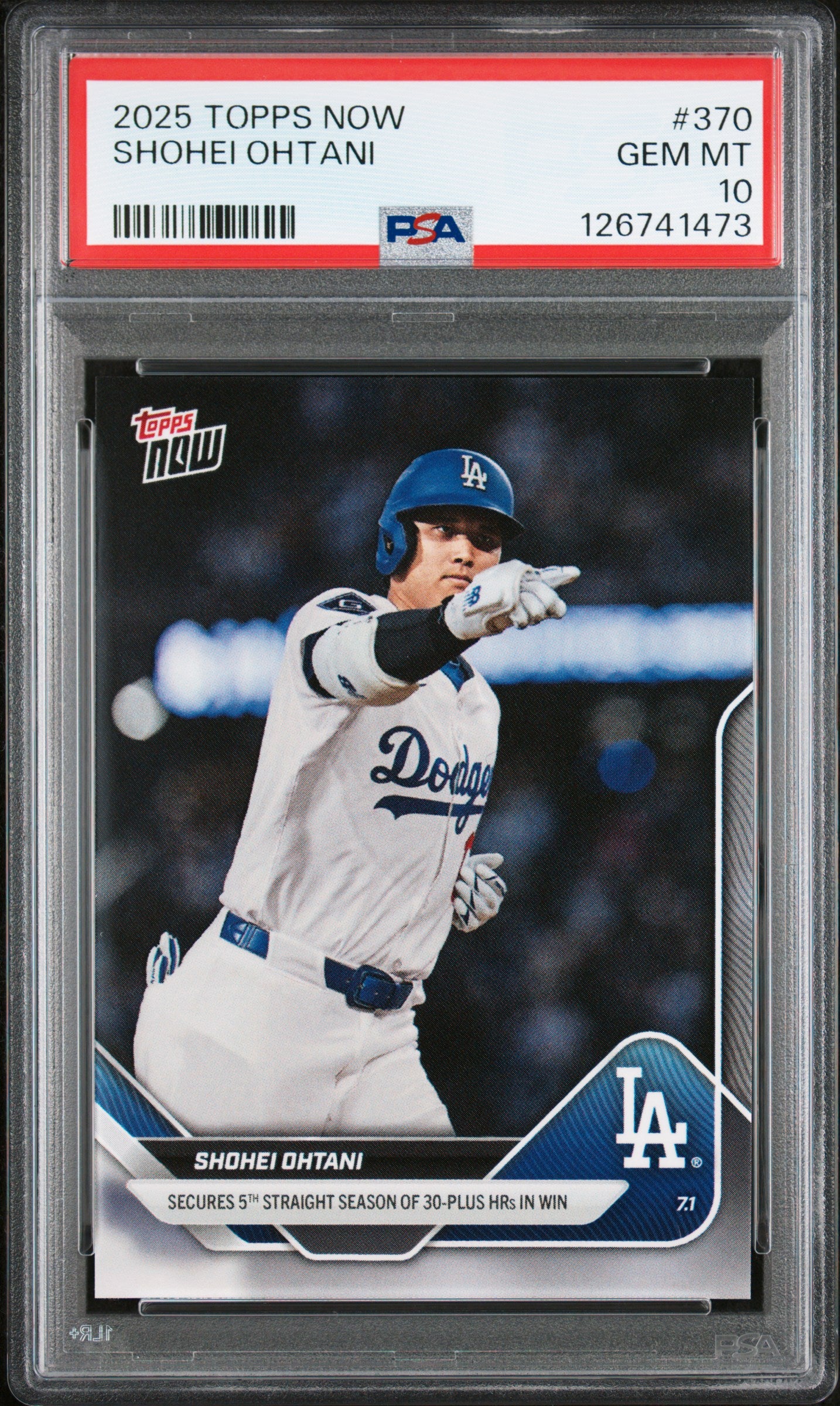 Graded 2025 Topps Now Shohei Ohtani #370 Baseball Card PSA 10 Gem Mint