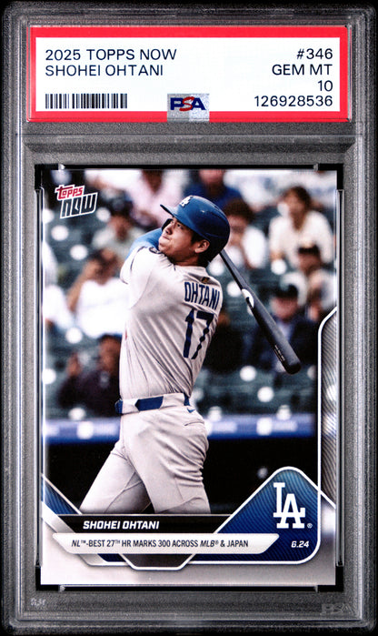 Graded 2025 Topps Now Shohei Ohtani #346 Baseball Card PSA 10 Gem Mint