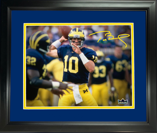 Framed Tom Brady Facsimile Laser Engraved Signature Auto Michigan Wolverines 11"x14" College Football Photo HOFSM Holo