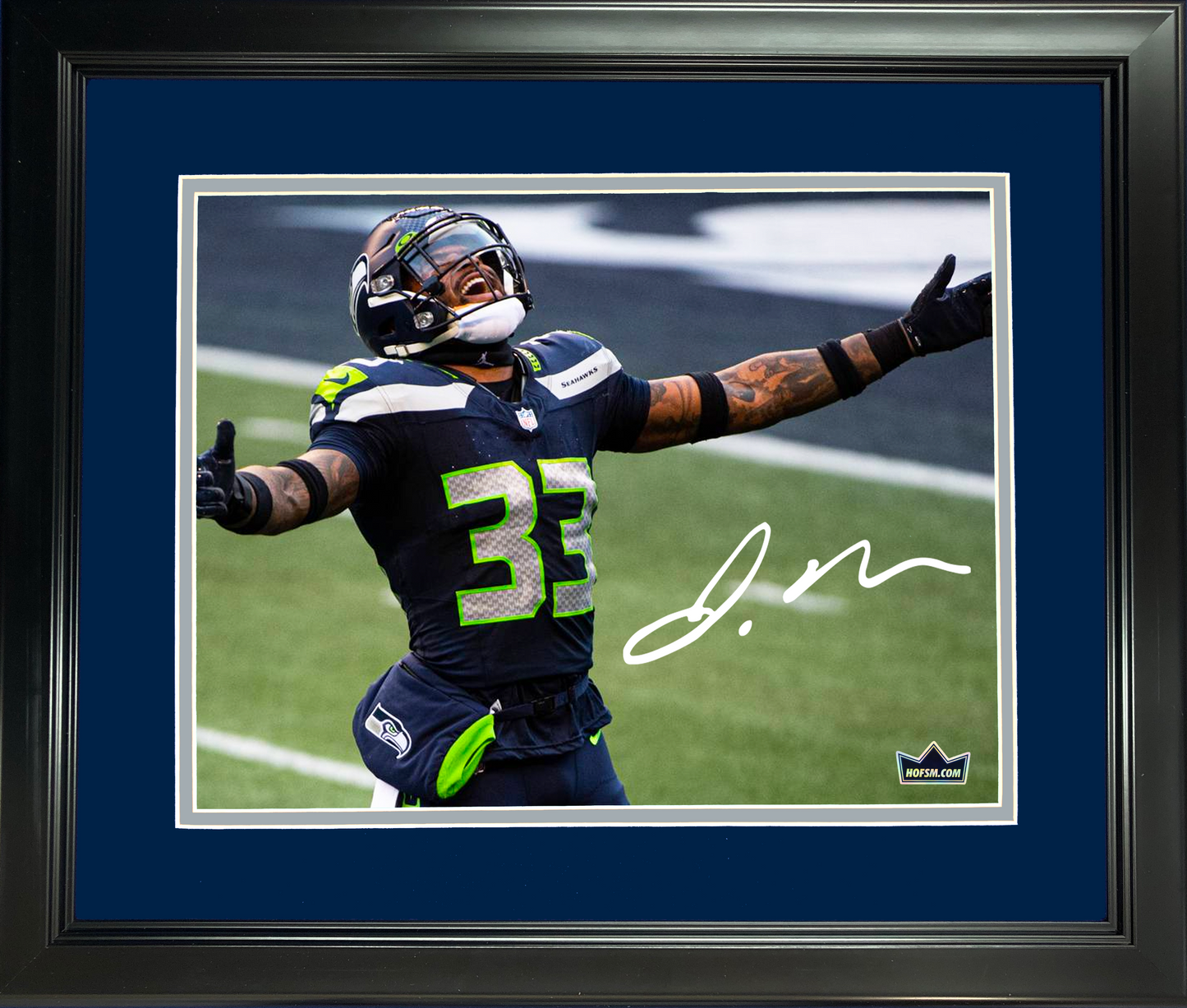 Framed Jamal Adams Facsimile Laser Engraved Signature Auto Seattle Seahawks 11"x14" Football Photo HOFSM Holo