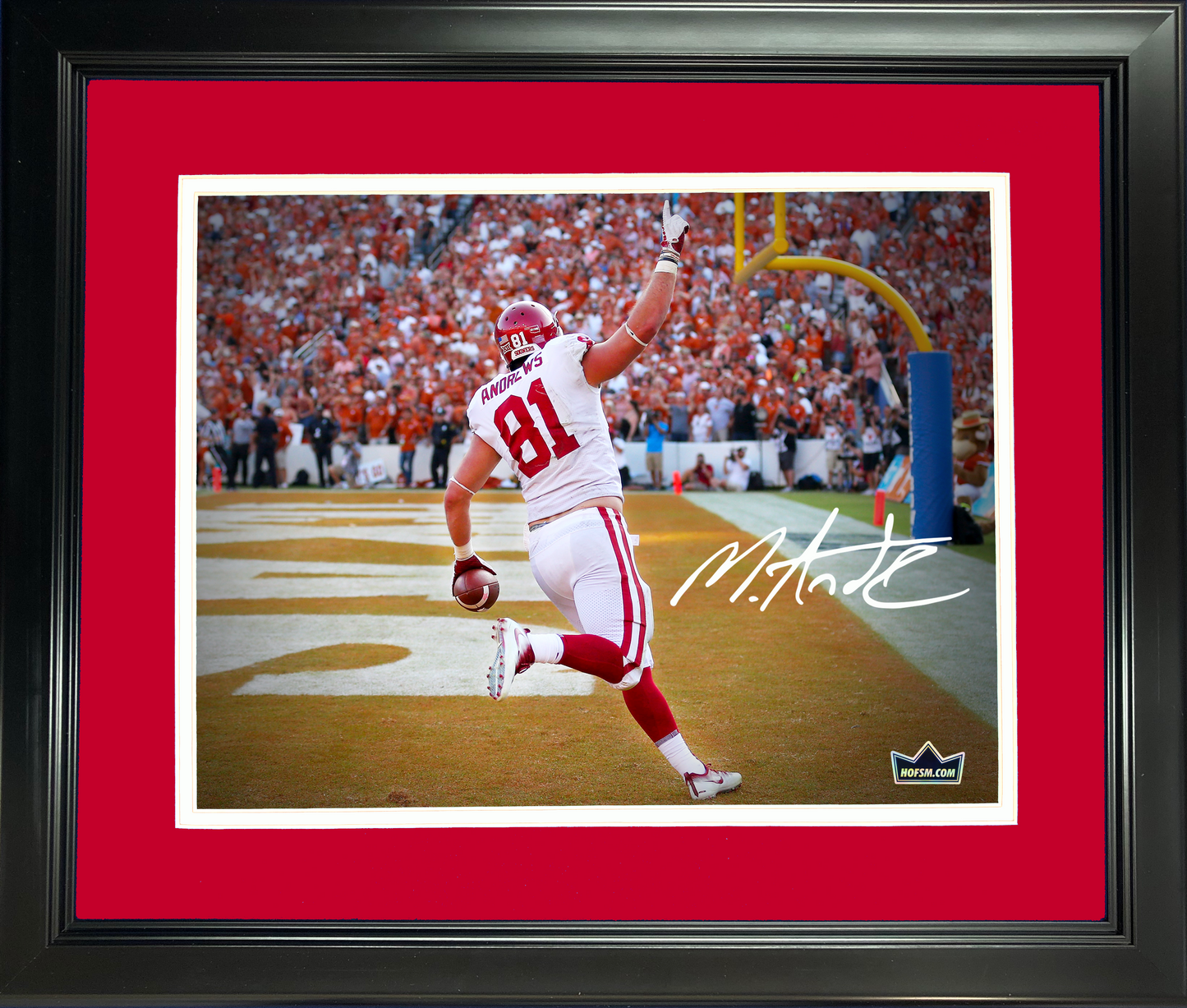 Framed Mark Andrews Facsimile Laser Engraved Signature Auto Oklahoma Sooners 11"x14" College Football Photo HOFSM Holo
