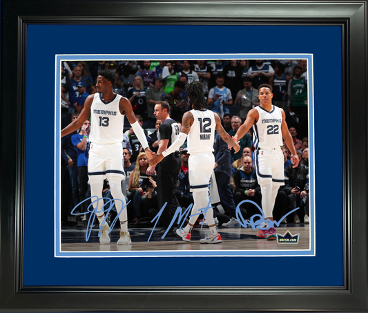 Framed Ja Morant, Desmond Bane & Jaren Jackson Jr. Facsimile Laser Engraved Signature Auto 11"x14" Basketball Photo HOFSM Holo