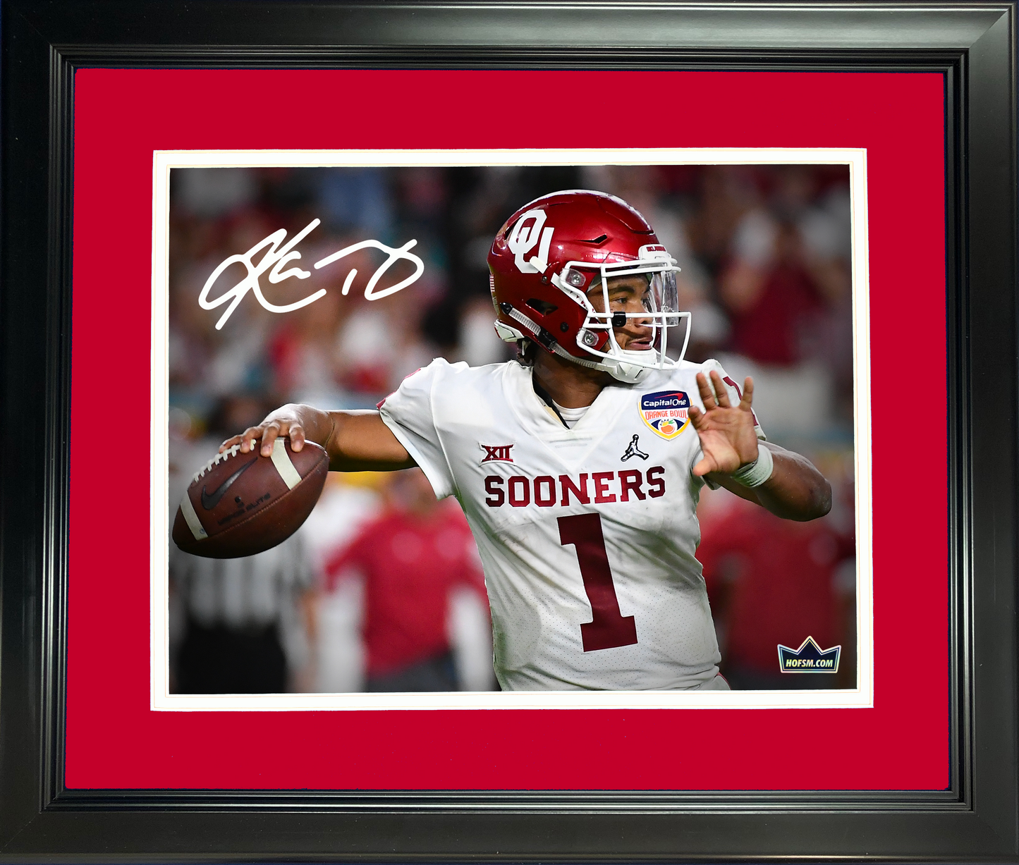 Framed Kyler Murray Facsimile Laser Engraved Signature Auto Oklahoma Sooners 11"x14" College Football Photo HOFSM Holo