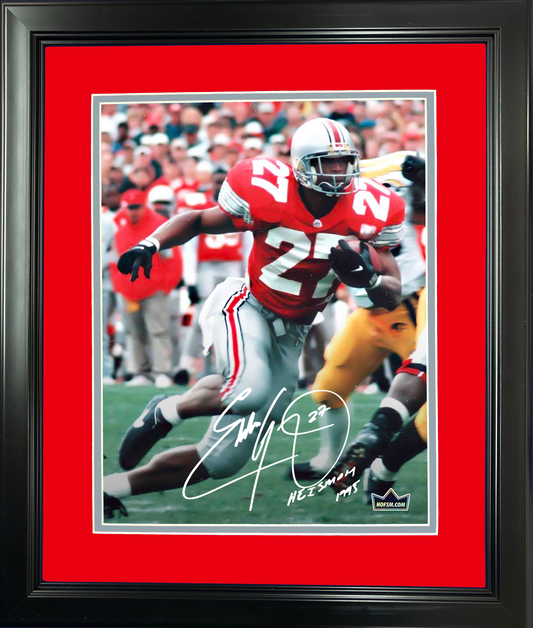Framed Eddie George  Heisman 1995  Facsimile Laser Engraved Signature Auto Ohio State Buckeyes 11"x14" College Football Photo HOFSM Holo