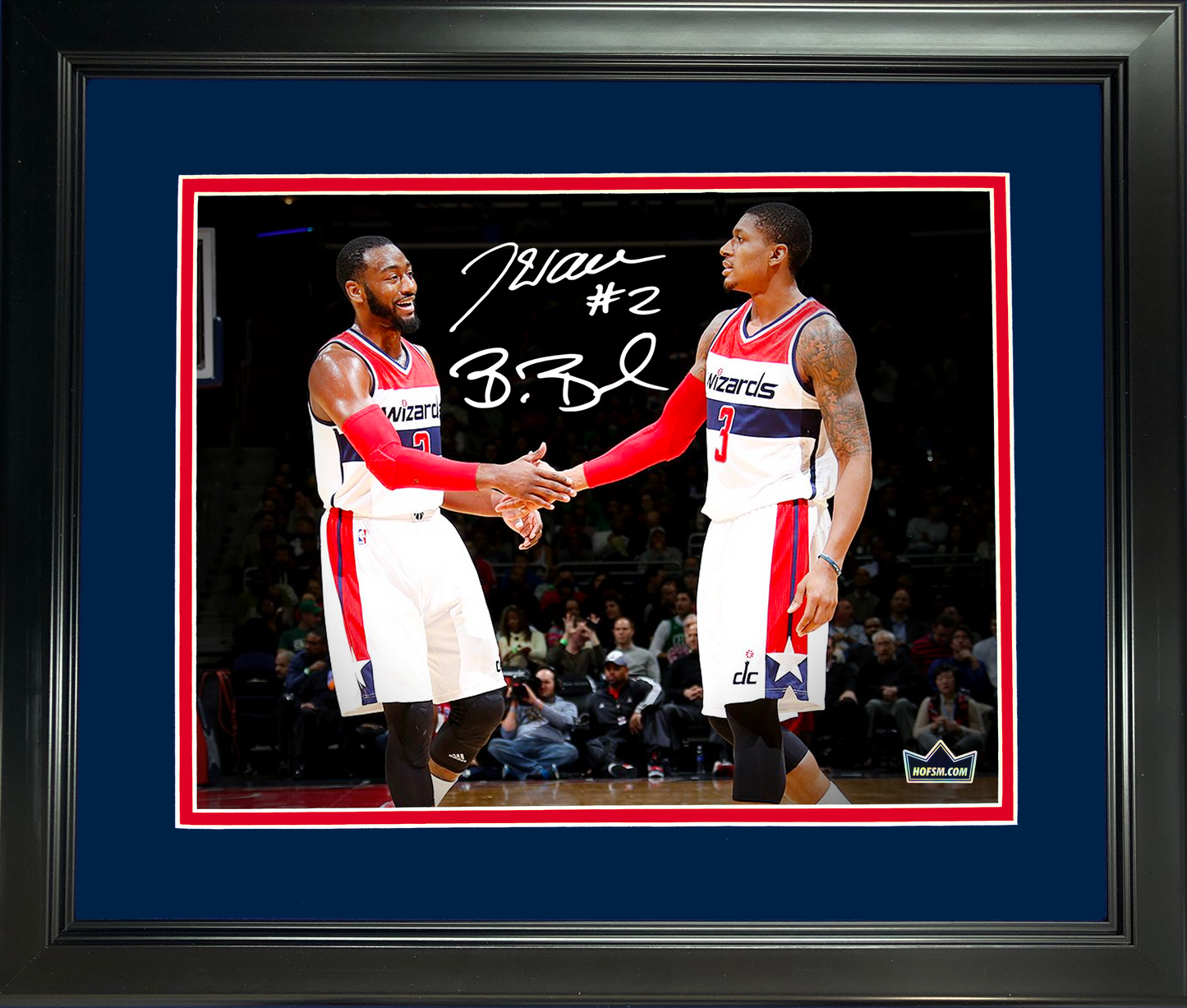 Framed John Wall & Bradley Beal Dual Facsimile Laser Engraved Signature Auto 11"x14" Basketball Photo HOFSM Holo
