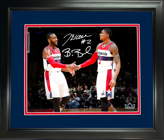 Framed John Wall & Bradley Beal Dual Facsimile Laser Engraved Signature Auto 11"x14" Basketball Photo HOFSM Holo