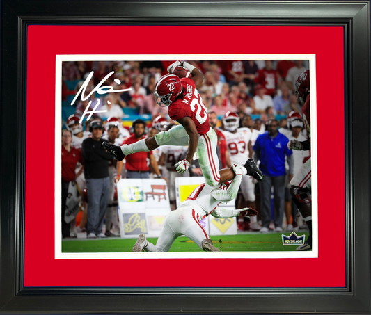 Framed Najee Harris Facsimile Laser Engraved Signature Auto Alabama Crimson Tide 11"x14" College Football Photo HOFSM Holo