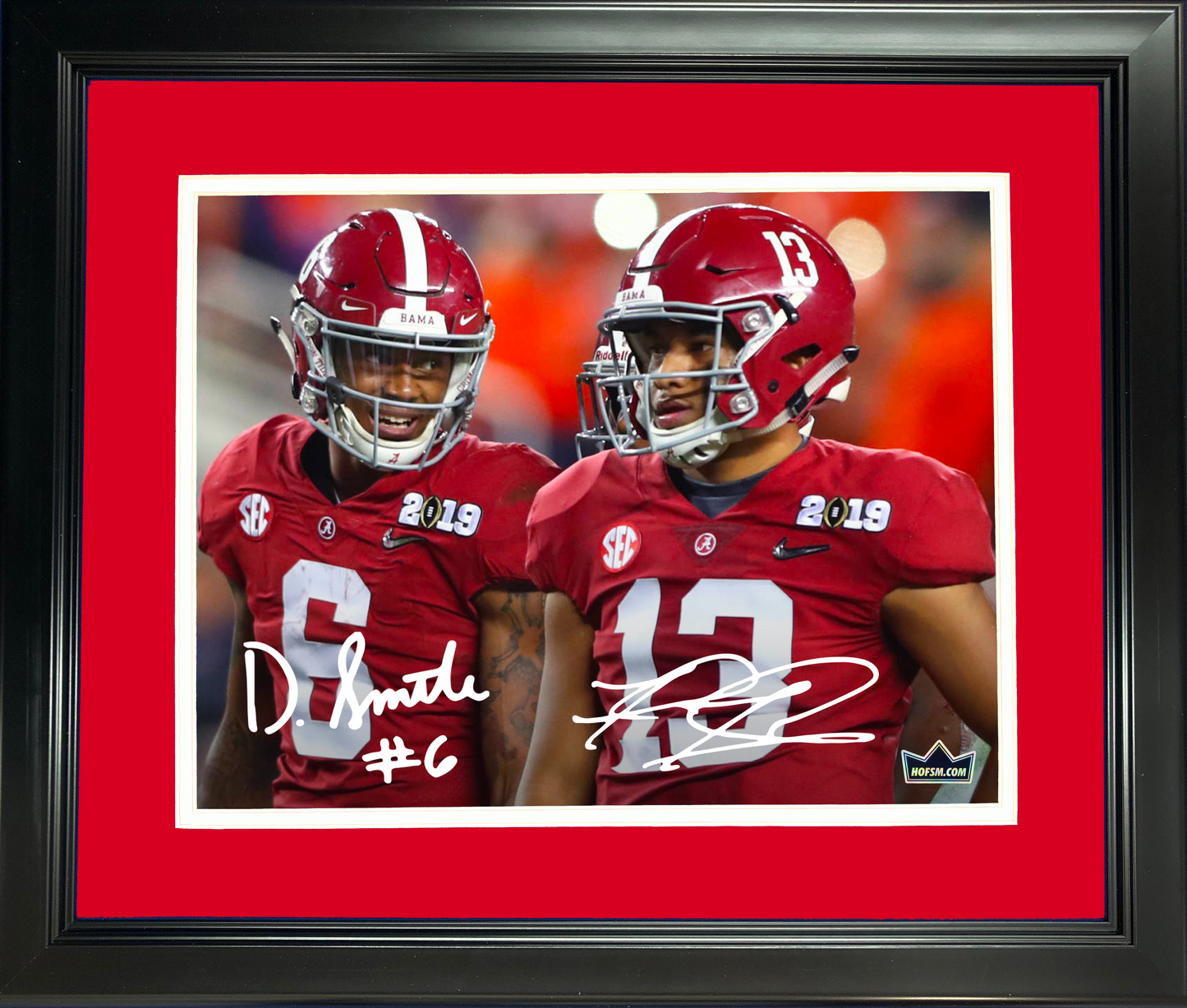 Framed Devonta Smith & Tua Tagovailoa Dual Facsimile Laser Engraved Signature Auto Alabama Crimson Tide 11"x14" College Football Photo HOFSM Holo