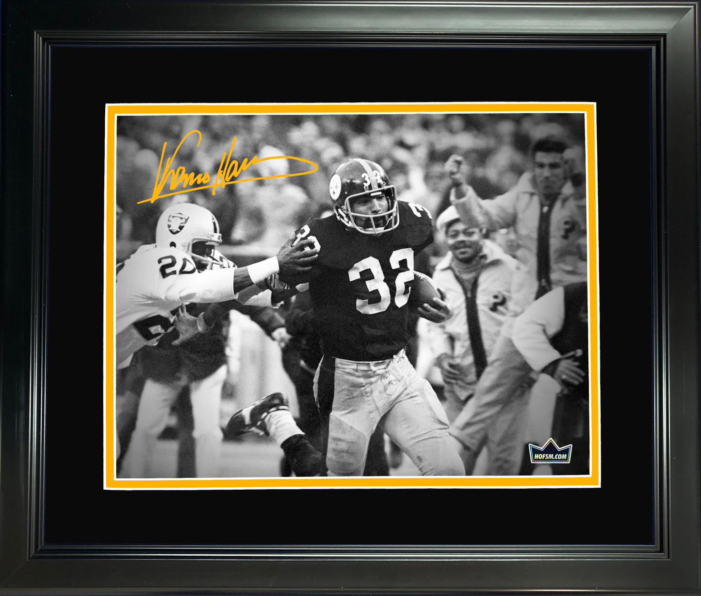 Framed Franco Harris The Immaculate Reception Facsimile Laser Engraved Signature Auto Pittsburgh Steelers 11"x14" Football Photo HOFSM Holo