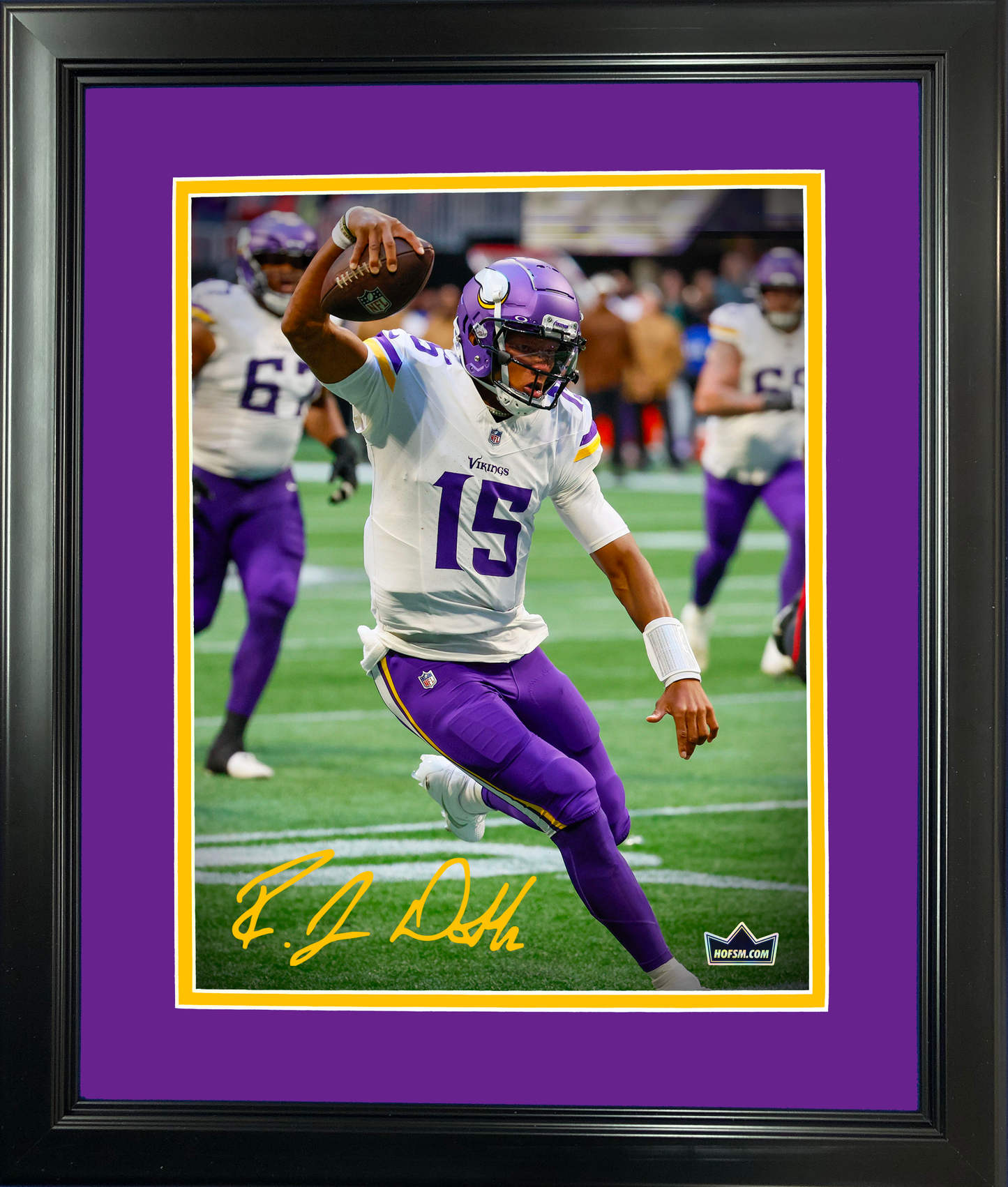 Framed Josh Joshua Dobbs Minnesota Vikings Facsimile Laser Engraved Signature Auto 11"x14" Football Photo HOFSM Holo