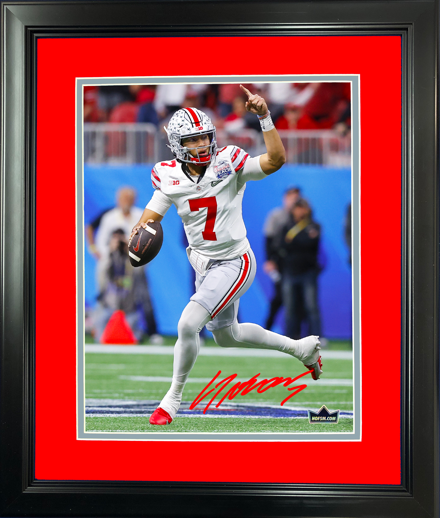 Framed C.J. Stroud Facsimile Laser Engraved Signature Auto Ohio State Buckeyes 11"x14" College Football Photo HOFSM Holo