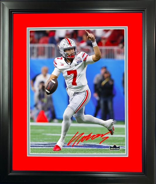 Framed C.J. Stroud Facsimile Laser Engraved Signature Auto Ohio State Buckeyes 11"x14" College Football Photo HOFSM Holo