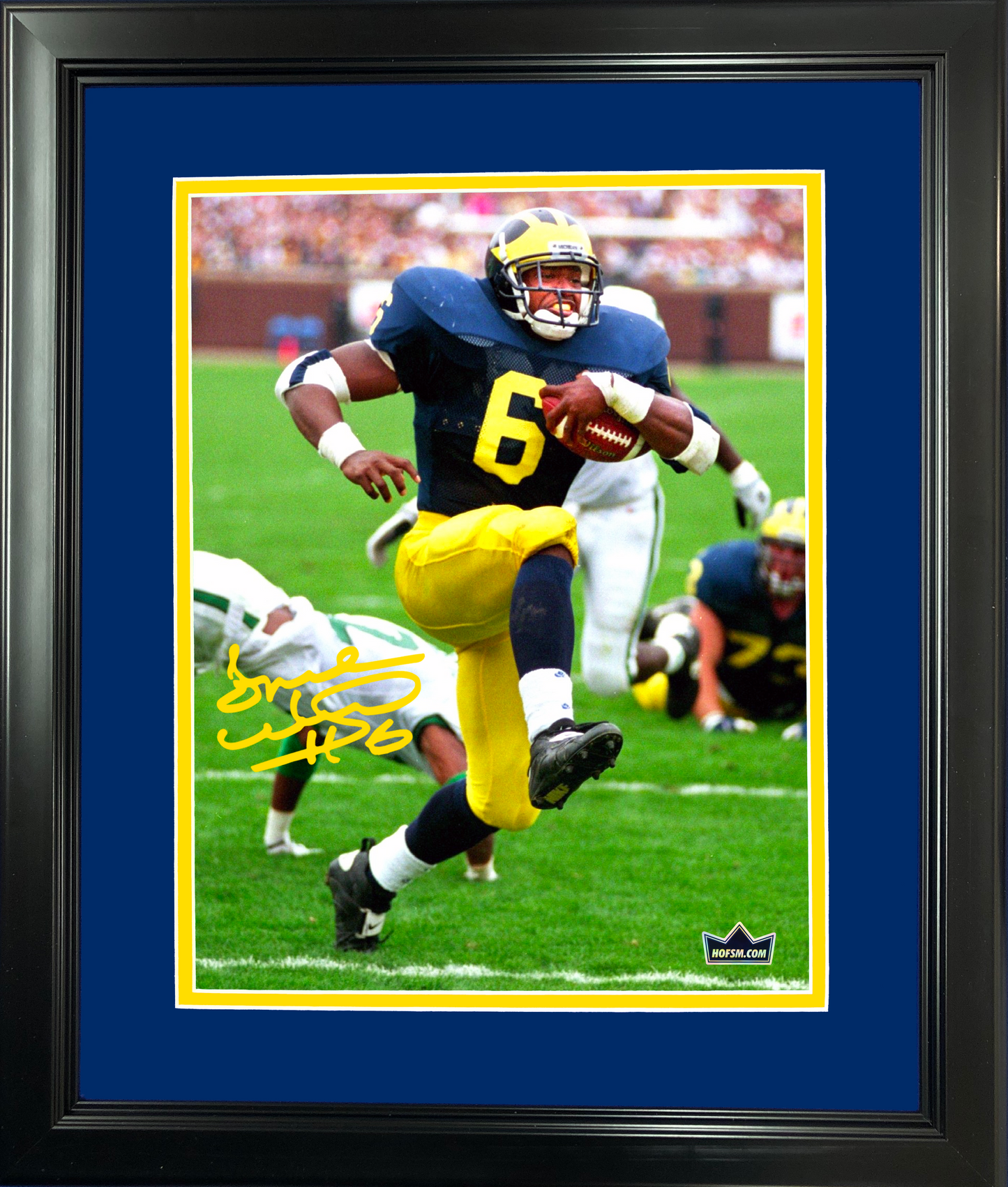 Framed Tyrone Wheatley Facsimile Laser Engraved Signature Auto Michigan Wolverines 11"x14" College Football Photo HOFSM Holo